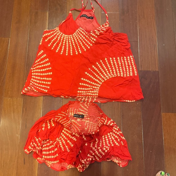 Manaola Pants - Maxima Red and White Strappy Top